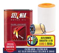 KIT TAGLIANDO ALFA ROMEO GIULIETTA 1.4 TB EURO 5 2010>+4 L OLIO SELENIA K 5W-40
