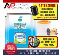 KIT TAGLIANDO ALFA ROMEO GIULIETTA 1.4 TB GPL 2010>+ 4 L OLIO SELENIA GAS 5W-40