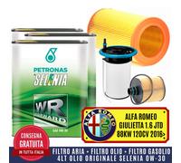 KIT TAGLIANDO ALFA ROMEO GIULIETTA 1.6 JTD 120 CV 2016>+4 L OLIO SELENIA WR 0W30