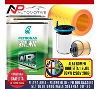 KIT TAGLIANDO ALFA ROMEO GIULIETTA 1.6 JTDM 120 CV 2016 +5L OLIO SELENIA WR 0W30
