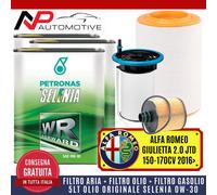 KIT TAGLIANDO ALFA ROMEO GIULIETTA 2.0 JTD 150 170 CV 2016 +5L OLIO SELENIA 0W30