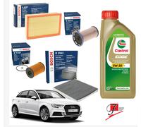 KIT TAGLIANDO AUDI A3 (8V1) 2.0 TDI KW 110 CV 150 - 4 FILTRI BOSCH 5 LT CASTROL