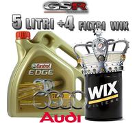 KIT TAGLIANDO AUDI A4 1.9 TDI 74-85-96 KW 5 LT. CASTROL 5W30 LL 4 FILTRI WIX