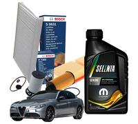 Kit Tagliando Bosch 4lt Olio Selenia Wr Forward 0w20 per Alfa Romeo Giulia