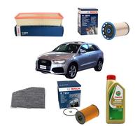 KIT TAGLIANDO BOSCH + 5 LT CASTROL 5W30LL AUDI Q3 2.0 TDI 150CV