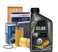 Kit Tagliando Bosch + Olio Motore Selenia WR 5W40 Per Fiat, Lancia