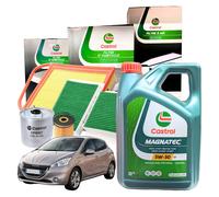 Kit Tagliando Castrol 4 Filtri + 4L Magnatec 5W30 C2 Peugeot 208 1.4 1.6 BlueHDi