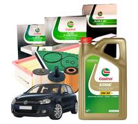 Kit Tagliando Castrol 4 Filtri + 5LT Olio 5W30 LL per Vw Golf VI 2.0 TDI