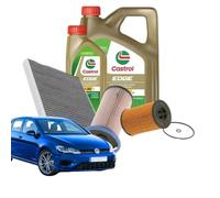 Kit Tagliando compatibile con Golf 7 VII 1.6 2.0 TDI E GTD FILTRI + 5 LT Olio Edge LL 5w30