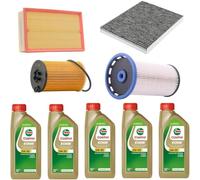 KIT TAGLIANDO COMPLETO FILTRI + OLIO CASTROL 5W30 COMPATIBILE CON AUDI A3 8V1 2.0 TDI DAL 2012