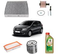 Kit tagliando Dacia Sandero Diesel 1.5 filtro aria abitacolo olio motore Castrol