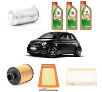 KIT TAGLIANDO FIAT 500 1.3 MULTIJET DAL 2007 CON 4FILTRI 3L OLIO CASTROL 5W30