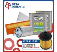 KIT 4 FILTRI TAGLIANDO FIAT GRANDE PUNTO 1.3 75CV MJET+ OLIO ROIL 5W40 MTJ