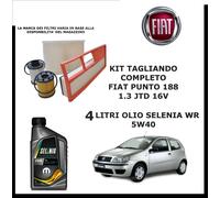 KIT TAGLIANDO FIAT PUNTO 188 1.3 Multijet JTD 16V 4 FILTRI + 4L SELENIA WR 5W40