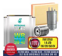 KIT TAGLIANDO FIAT STILO 1.9 JTD JTDM 116 120 150 CV + 5 LT OLIO SELENIA WR 5W40