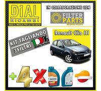 Kit Tagliando FILTRI 3Pz Renault CLIO III 1.2 16V D4F764 43KW 58HP + OLIO