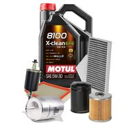 KIT TAGLIANDO FILTRI + 5 LITRI OLIO MOTUL 8100 5W30 C2 C3 FORD FOCUS 2004>2012