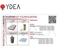 Kit Tagliando Filtri Audi A3 I 8L1 VW Golf IV 1.9 TDI SEAT SKODA - Ydea K135VW