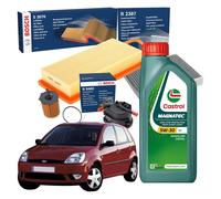 Kit Tagliando Filtri Bosch + 4lt Olio Castrol Magnatec 5w30 A5 Fiesta V 1.4 Tdci