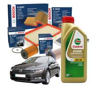 Kit Tagliando Filtri Bosch + 5LT Olio Castrol VW Passat 2.0 TDI Dal 2014 Al 2021