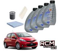 Kit Tagliando Filtri e 4 Litri Olio Q8 5W30 Toyota Yaris 1.0 1.3 1.5 cc dal 2011