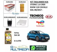 KIT TAGLIANDO FILTRI E OLIO TOTAL 5W30 KIA STONIC 1.6 CRDI 81KW 110 CAVALLI