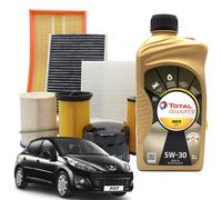Kit tagliando filtri e olio total mc3 5w30 Peugeot 207 1.6 hdi