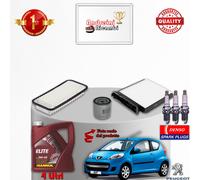 KIT TAGLIANDO FILTRI OLIO CANDELE PEUGEOT 107 1.0 50KW 68CV DAL 2007 ->