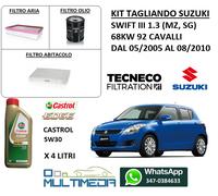 KIT TAGLIANDO FILTRI OLIO CASTROL 5W30 SUZUKI SWIFT III 1.3 GPL 68KW 92 CAVALLI