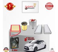 KIT TAGLIANDO FILTRI + OLIO CITROEN DS3 1.6 HDi90 FAP 68KW 92CV DAL 2010 ->
