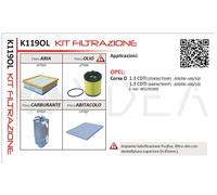 Kit Tagliando Filtri Opel Corsa D 1.3 CDTI 55 66KW 75 90HP PURFLUX - Ydea K119OL