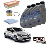 Kit Tagliando Filtri Renault Clio IV 0.9 / 1.2 TCe dal 2012 in poi e 4lt Q8 5w30