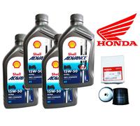 KIT/TAGLIANDO HONDA HORNET 600 2003 AL 2006 SHELL 15W50 filtro olio con chiave