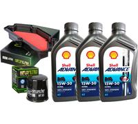 KIT/TAGLIANDO KAWASAKI ER-6F-650 2013 AL 2016 SHELL ULTRA 15W50 FILTRO OLIO ARIA