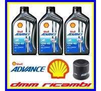 4 Lt Olio 100% sintetico Shell Advance Ultra 4t 10w40 + filtro Hypermotard 1100