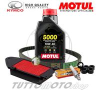 KIT TAGLIANDO OLIO CANDELA FILTRO RULLI CINGHIA KYMCO SUPER 8 125 2008 2009 2010