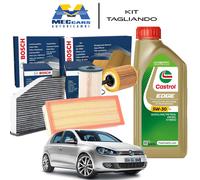 KIT TAGLIANDO OLIO CASTROL EDGE 5W30 LL 5LT + 4 FILTRI BOSCH VW GOLF 5 V 1.9 TDI