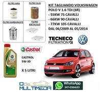 KIT TAGLIANDO + OLIO CASTROL EDGE 5W30 VOLKSWAGEN POLO V 1.6 TDI 75 90 105CV