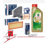 KIT TAGLIANDO OLIO CASTROL LL 5W30 5LT + 4 FILTRI BOSCH AUDI A4 (B8) 2.0 TDI