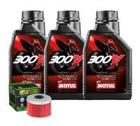 Kit Tagliando Olio Motul 300V 10W40 + Filtro Per Honda ATV TRX300 2WD 1988>2001