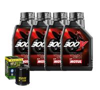 Kit Tagliando Olio Motul 300V 15W50 Per Kawasaki ZX600 ZX6-R Ninja 2009>2013
