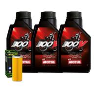 Kit Tagliando Olio Motul 300V 15W60 + Filtro Per KTM 950 Supermoto R2006>2008