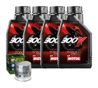 Kit Tagliando Olio motul 300V 5W40 + Filtro Per BMW R850 R Boxer 1999