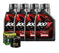 Kit Tagliando Olio Motul 300V 5W40 Per Suzuki ATV LT-A700 X King Quad 2005>2008