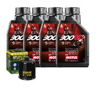 Kit Tagliando Olio Motul 300V2 10W50 Per Kawasaki Z1000 B7F B8F ZR1000 2007>2008