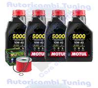 Kit Tagliando Olio Motul 5000 10W40 + Filtro Per Honda CB350 F F1 1973>1974