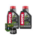 Kit Tagliando Olio Motul 5100 10W30 Per Kawasaki KVF700 Team Green2005>2006