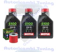 Kit Tagliando Olio Motul 5100 10W40 Filtro Per Kawasaki KLF300 Bayou1988>2004