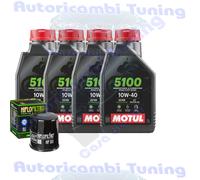Kit Tagliando Olio Motul 5100 10W40 Per Kawasaki ZX600 ZX6-R Ninja2009>2013