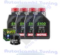 Kit Tagliando Olio Motul 5100 15W50 + Filtro Per Ducati 996 ST4 S ABS2003>2005